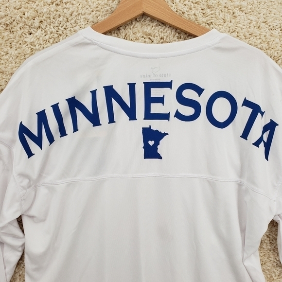 NWT State of Mine Minnesota women US Medium white blue long sleeve top polyester - Picture 6 of 11